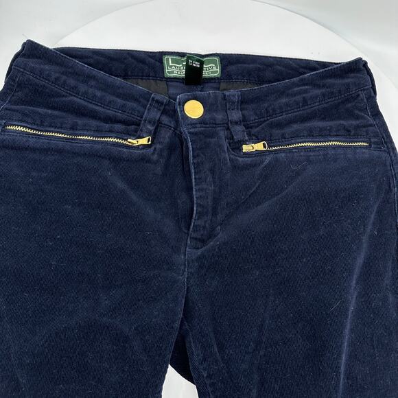 Lauren Ralph Lauren Active Navy Blue Corduroy Slim Mid Rise Pants Womens Size 2 - Picture 8 of 16
